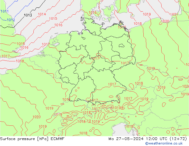 ciśnienie ECMWF pon. 27.05.2024 12 UTC
