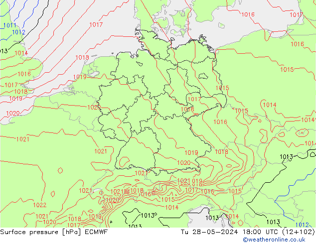 Surface pressure ECMWF Tu 28.05.2024 18 UTC