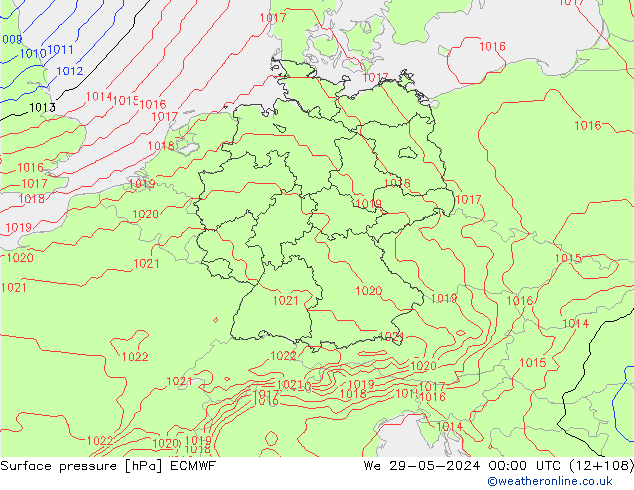 Surface pressure ECMWF We 29.05.2024 00 UTC