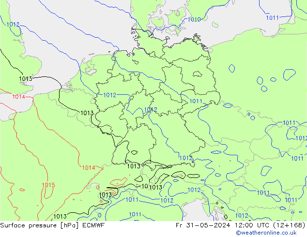 Bodendruck ECMWF Fr 31.05.2024 12 UTC