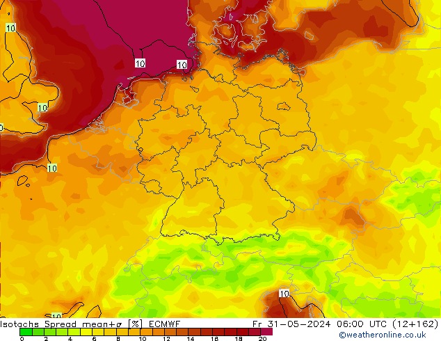 Eşrüzgar Hızları Spread ECMWF Cu 31.05.2024 06 UTC