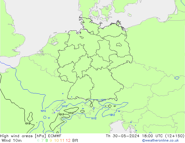 yüksek rüzgarlı alanlar ECMWF Per 30.05.2024 18 UTC