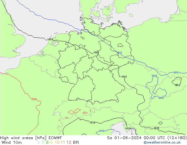 High wind areas ECMWF So 01.06.2024 00 UTC