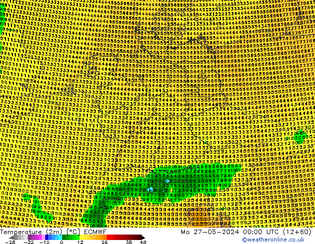 Temperature (2m) ECMWF Mo 27.05.2024 00 UTC