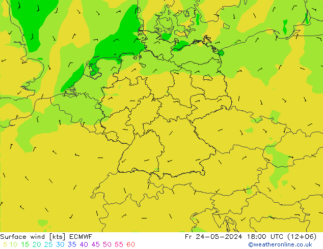 ветер 10 m ECMWF пт 24.05.2024 18 UTC