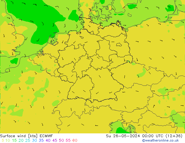 Surface wind ECMWF Su 26.05.2024 00 UTC