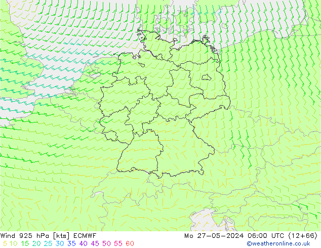 Wind 925 hPa ECMWF Mo 27.05.2024 06 UTC