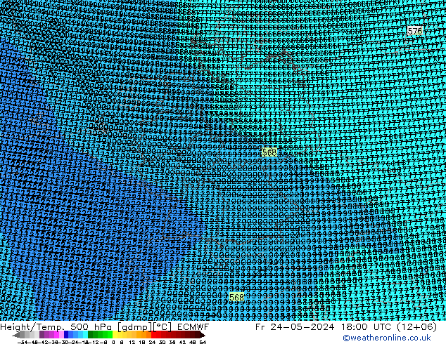 Height/Temp. 500 hPa ECMWF Fr 24.05.2024 18 UTC