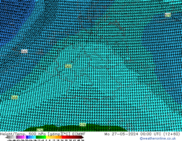 Hoogte/Temp. 500 hPa ECMWF ma 27.05.2024 00 UTC