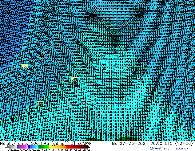 Hoogte/Temp. 500 hPa ECMWF ma 27.05.2024 06 UTC