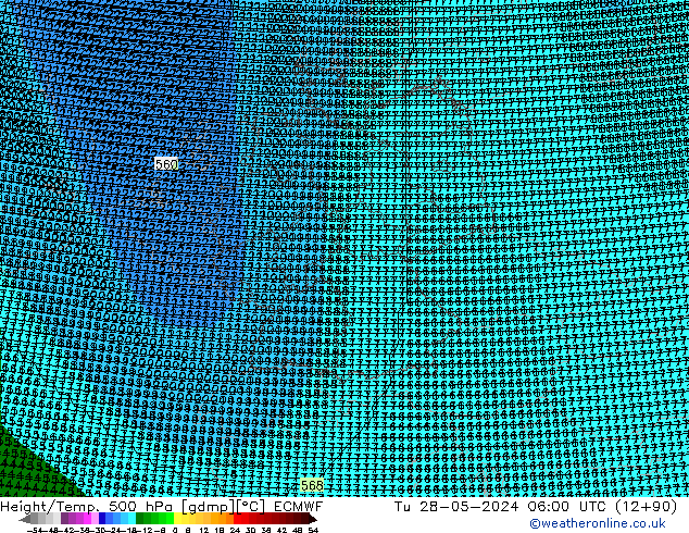 Height/Temp. 500 hPa ECMWF Tu 28.05.2024 06 UTC