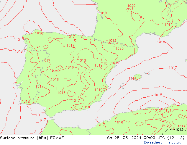 Surface pressure ECMWF Sa 25.05.2024 00 UTC