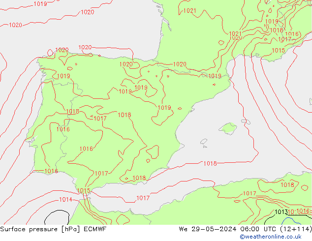 Surface pressure ECMWF We 29.05.2024 06 UTC