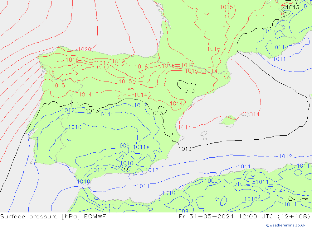 pression de l'air ECMWF ven 31.05.2024 12 UTC