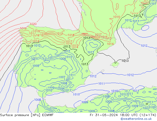 приземное давление ECMWF пт 31.05.2024 18 UTC