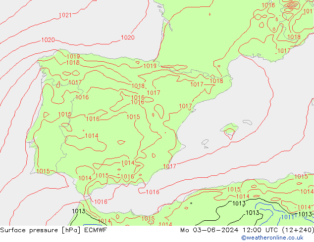 Luchtdruk (Grond) ECMWF ma 03.06.2024 12 UTC