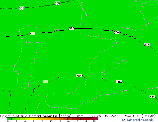 Height 500 hPa Spread ECMWF Su 26.05.2024 00 UTC