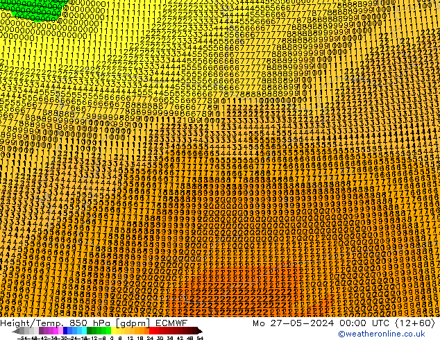 Height/Temp. 850 hPa ECMWF Seg 27.05.2024 00 UTC