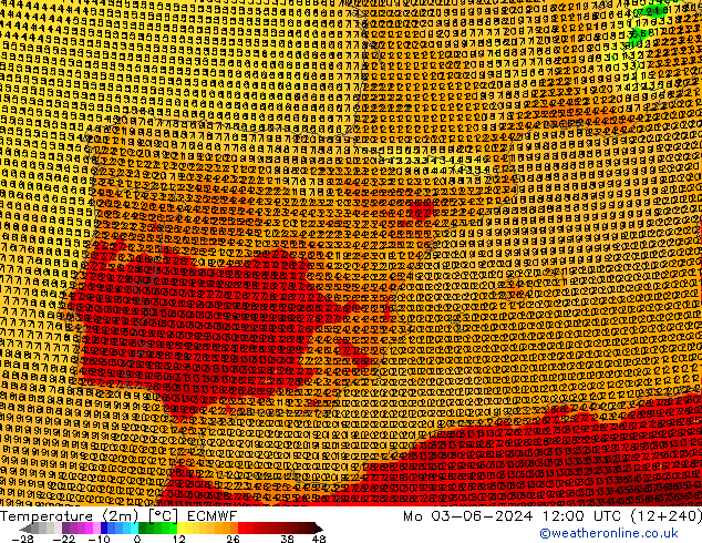 Temperature (2m) ECMWF Mo 03.06.2024 12 UTC