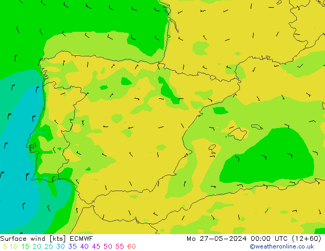 Rüzgar 10 m ECMWF Pzt 27.05.2024 00 UTC