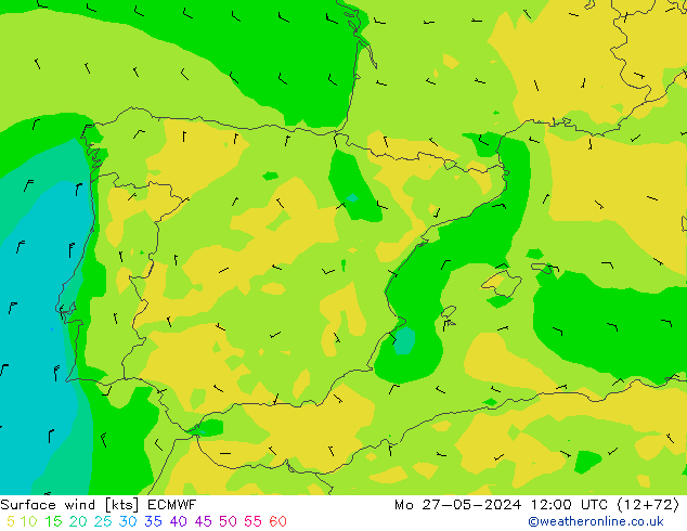 Surface wind ECMWF Mo 27.05.2024 12 UTC