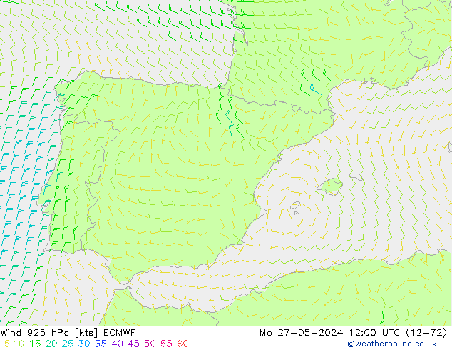 Wind 925 hPa ECMWF Mo 27.05.2024 12 UTC