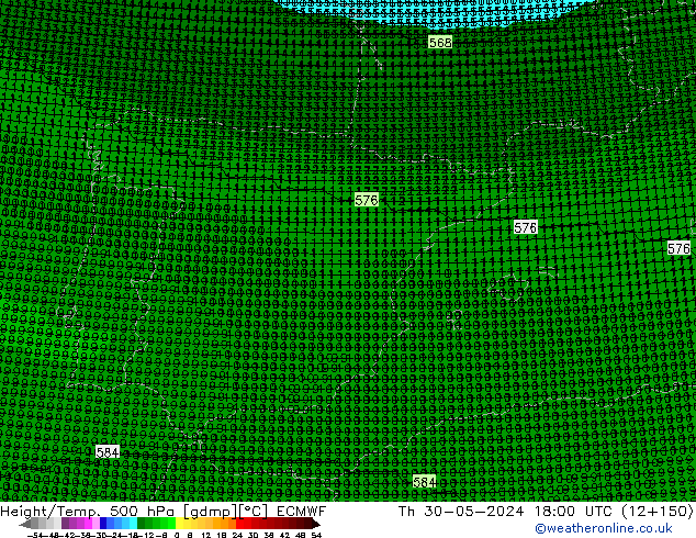 Height/Temp. 500 hPa ECMWF Th 30.05.2024 18 UTC