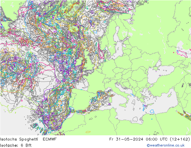 Eşrüzgar Hızları Spaghetti ECMWF Cu 31.05.2024 06 UTC