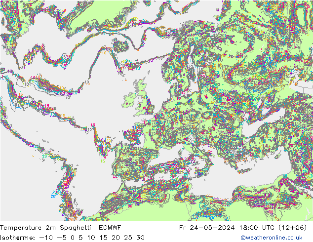 Temperaturkarte Spaghetti ECMWF Fr 24.05.2024 18 UTC