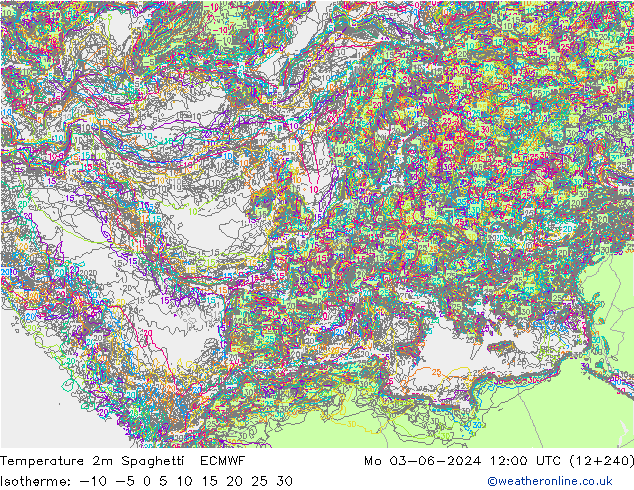 карта температуры Spaghetti ECMWF пн 03.06.2024 12 UTC