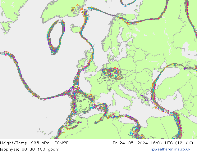 Height/Temp. 925 hPa ECMWF pt. 24.05.2024 18 UTC