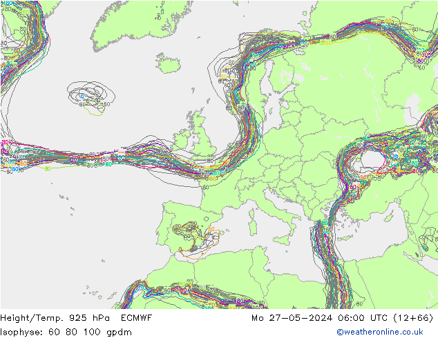 Yükseklik/Sıc. 925 hPa ECMWF Pzt 27.05.2024 06 UTC