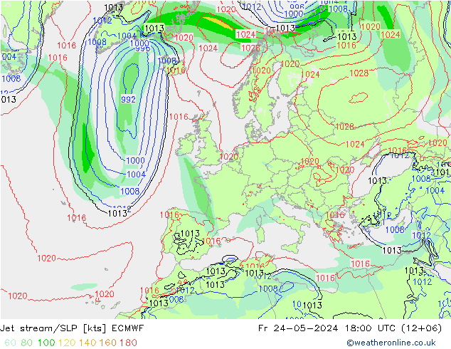 Polarjet/Bodendruck ECMWF Fr 24.05.2024 18 UTC