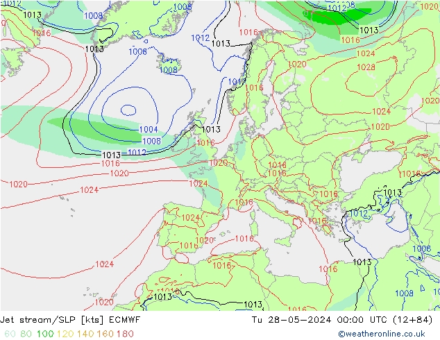 Polarjet/Bodendruck ECMWF Di 28.05.2024 00 UTC