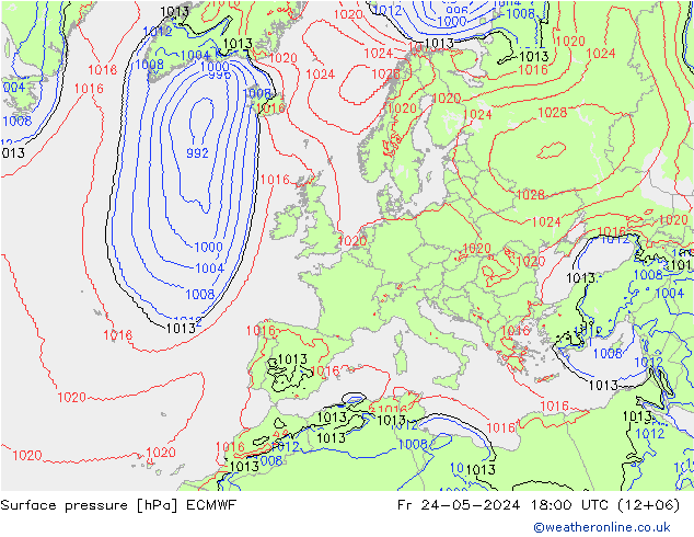 приземное давление ECMWF пт 24.05.2024 18 UTC