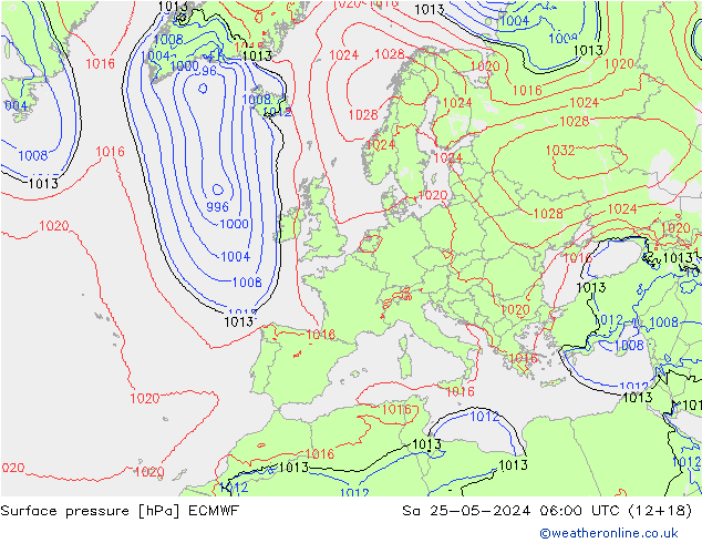 ciśnienie ECMWF so. 25.05.2024 06 UTC