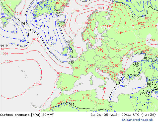 pressão do solo ECMWF Dom 26.05.2024 00 UTC