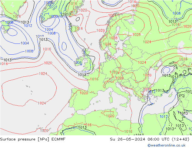 Yer basıncı ECMWF Paz 26.05.2024 06 UTC