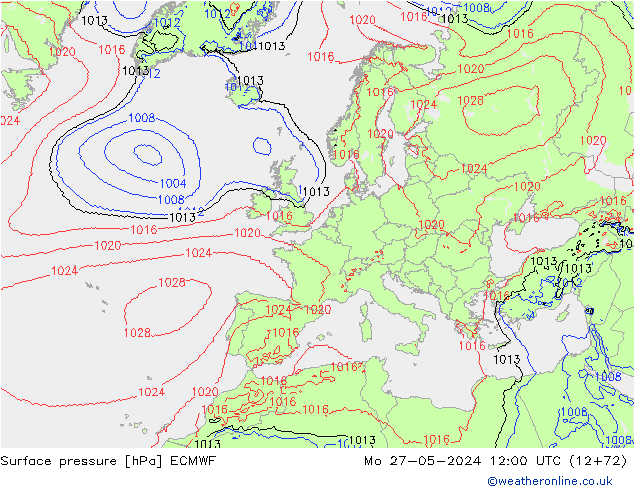 Bodendruck ECMWF Mo 27.05.2024 12 UTC