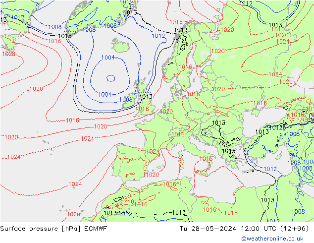 Bodendruck ECMWF Di 28.05.2024 12 UTC