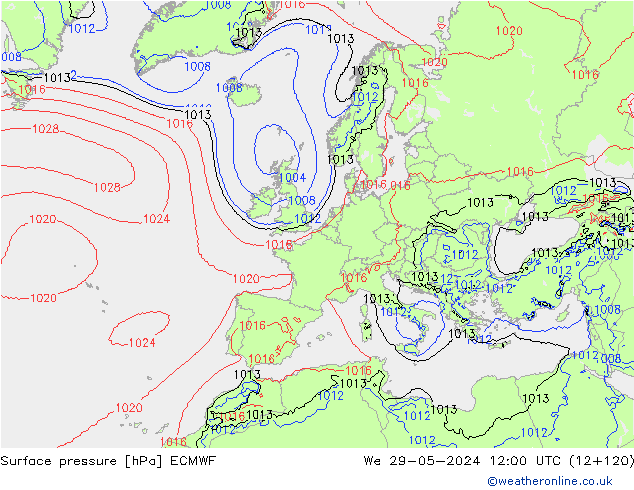 pressão do solo ECMWF Qua 29.05.2024 12 UTC