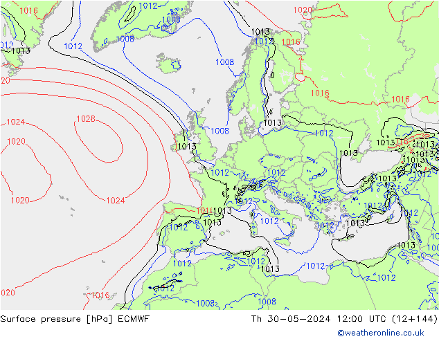 ciśnienie ECMWF czw. 30.05.2024 12 UTC