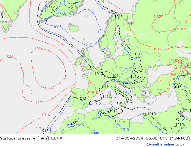 Yer basıncı ECMWF Cu 31.05.2024 06 UTC