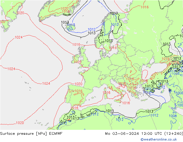 pressão do solo ECMWF Seg 03.06.2024 12 UTC