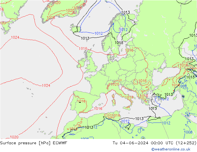 приземное давление ECMWF вт 04.06.2024 00 UTC