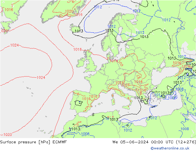 Surface pressure ECMWF We 05.06.2024 00 UTC