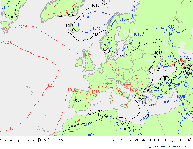 приземное давление ECMWF пт 07.06.2024 00 UTC