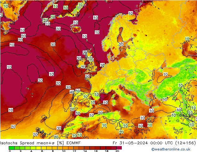 Isotachs Spread ECMWF  31.05.2024 00 UTC