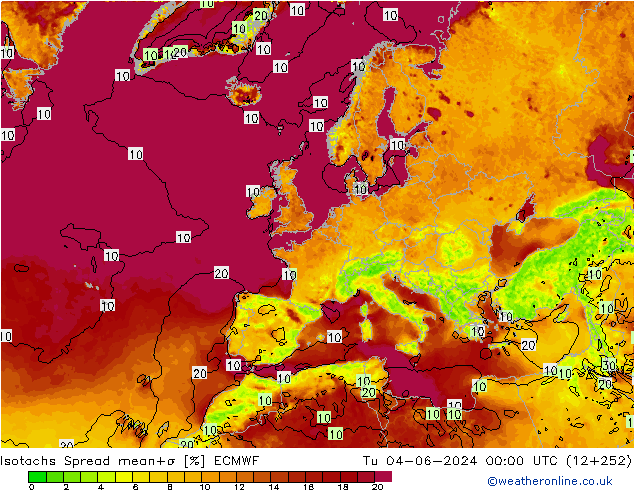 Isotachs Spread ECMWF  04.06.2024 00 UTC