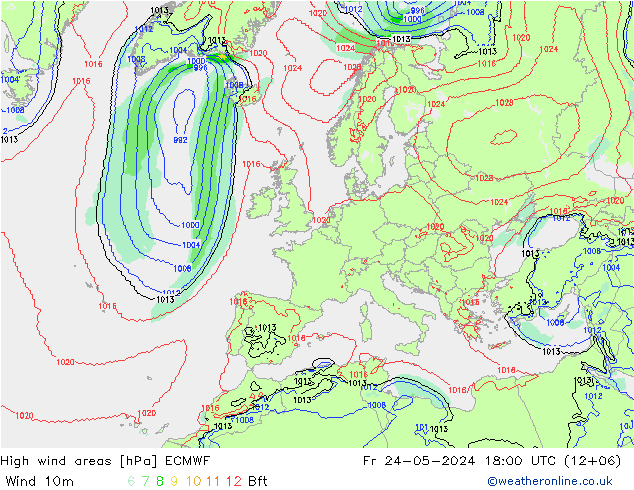 Sturmfelder ECMWF Fr 24.05.2024 18 UTC